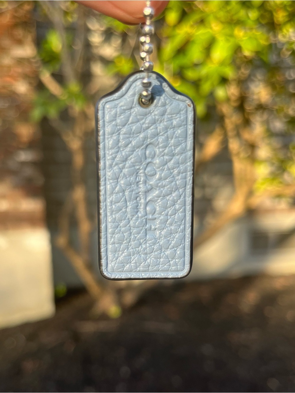 COACH Pebbled Leather Hang Tag, Blue